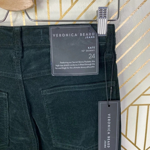 Veronica Beard Kate 10” Skinny Corduroy Jeans in Forest Green Size US 24 - Picture 9 of 12